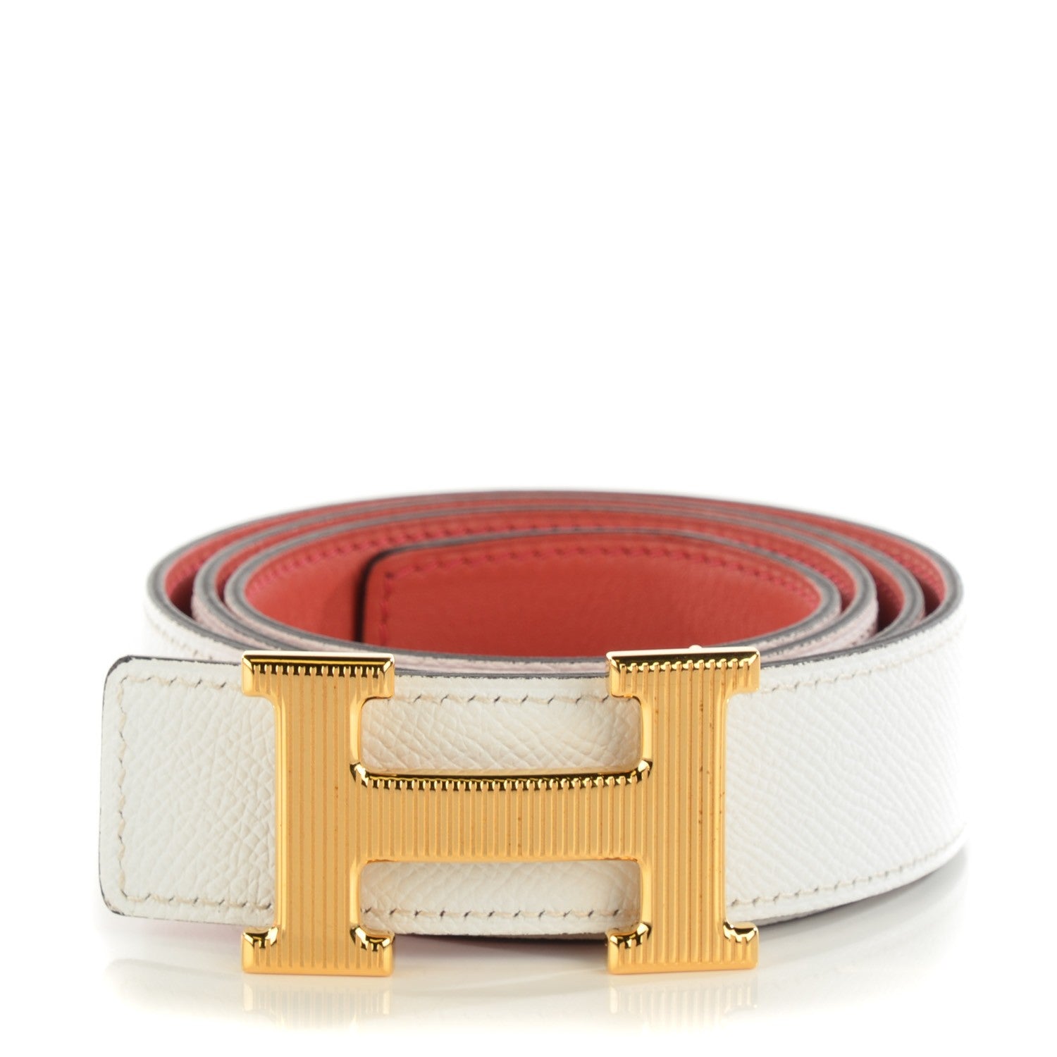 Hermes Swift Epsom Calandre 32mm H Belt 85 Sanguine White 1 of 7