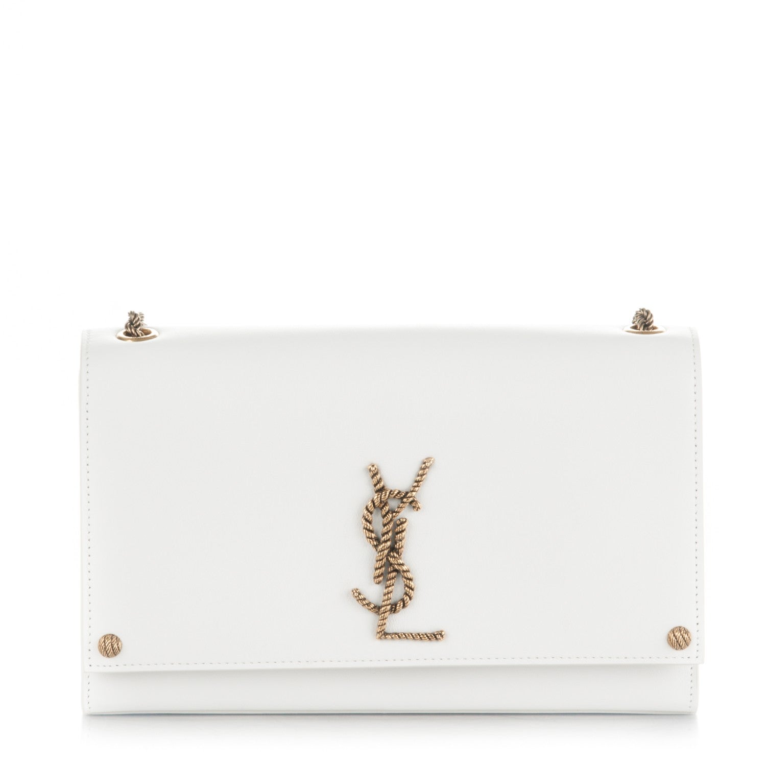 Saint Laurent Smooth Calfskin Medium Braided Monogram Kate Satchel Blanc Craie 1 of 6