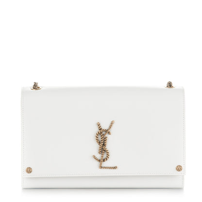 Saint Laurent Smooth Calfskin Medium Braided Monogram Kate Satchel Blanc Craie 1 of 6
