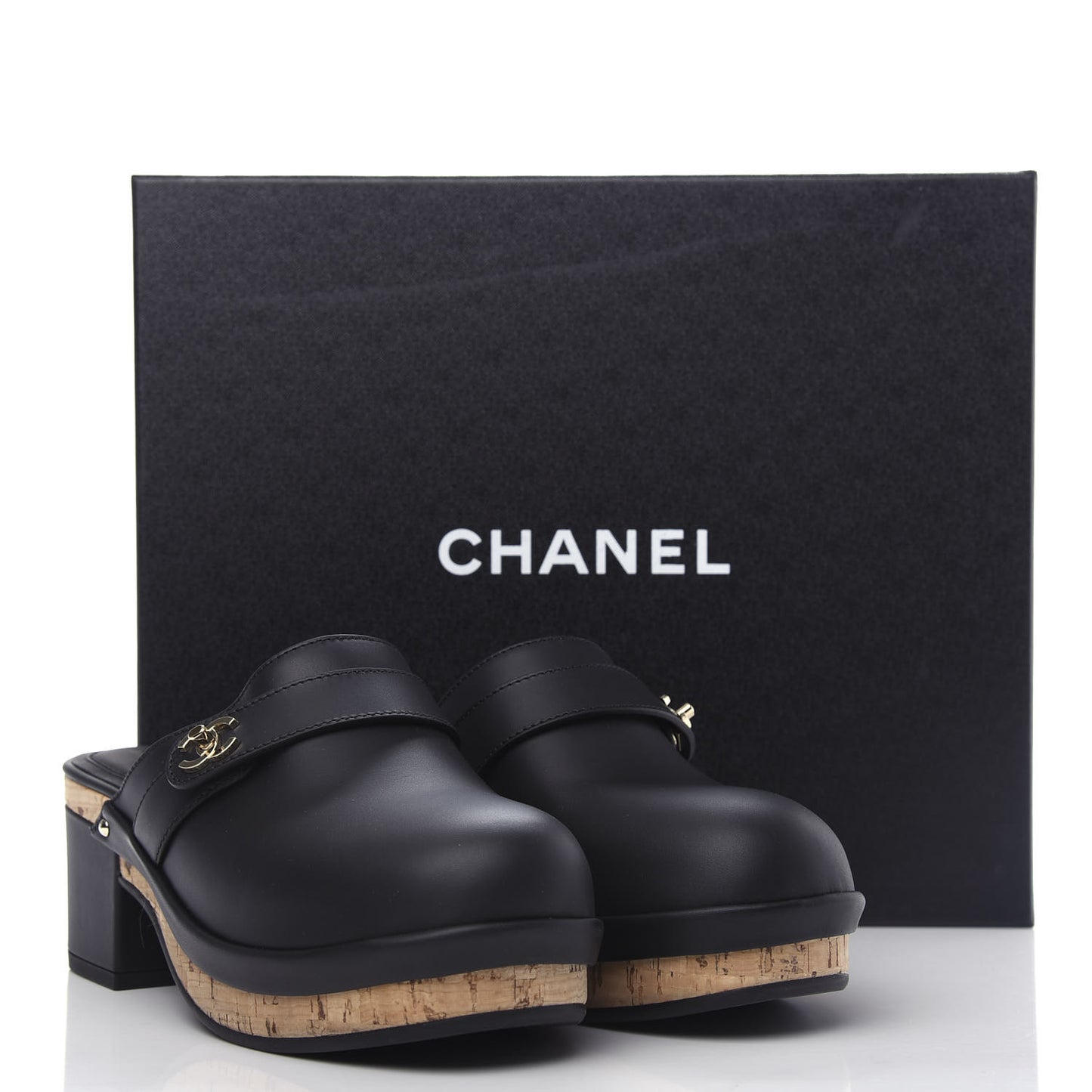 Calfskin CC Turn Lock Clogs 37 Black