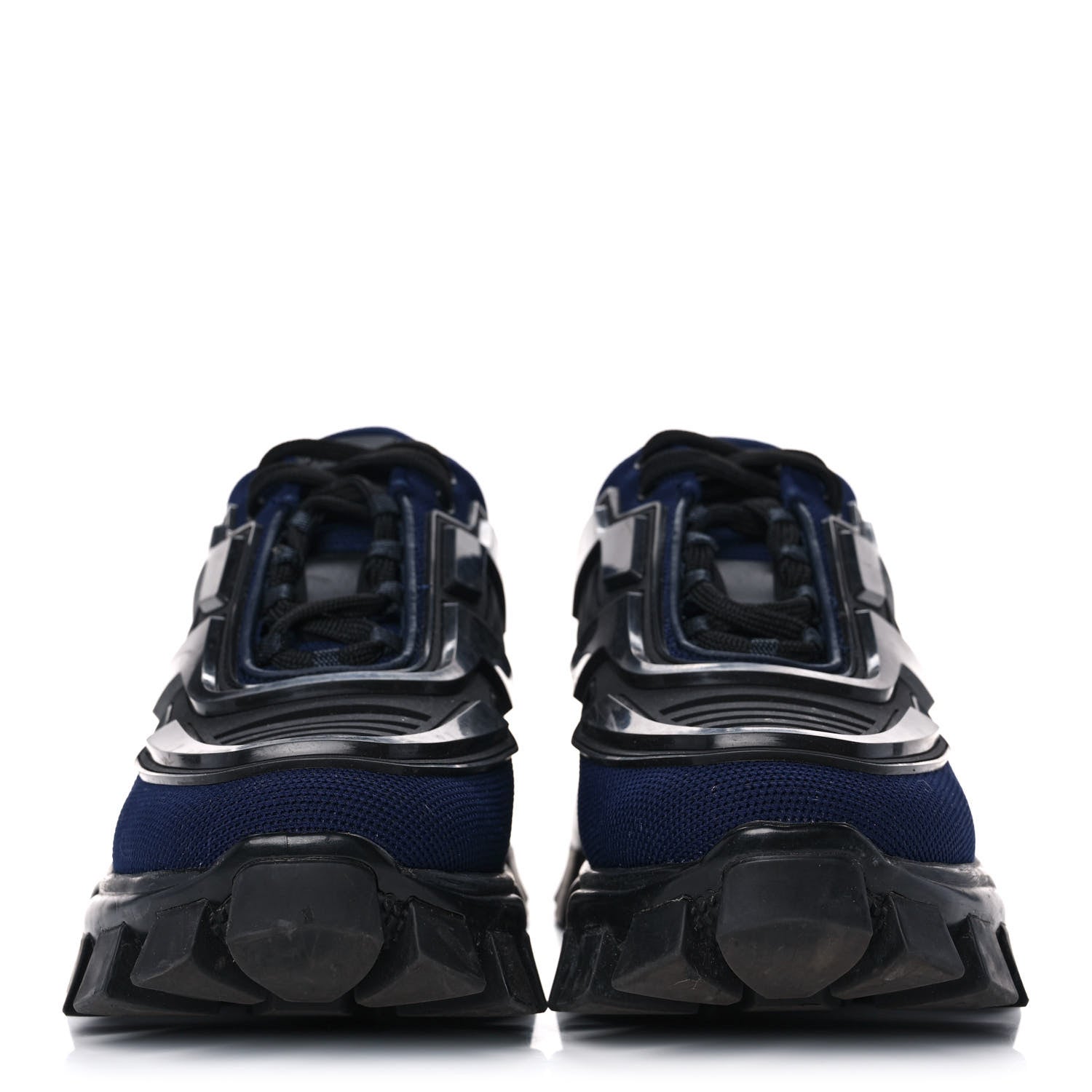 Prada Rubber Knit Fabric Cloudbust Thunder Sneakers 38.5 Navy Black 2 of 8