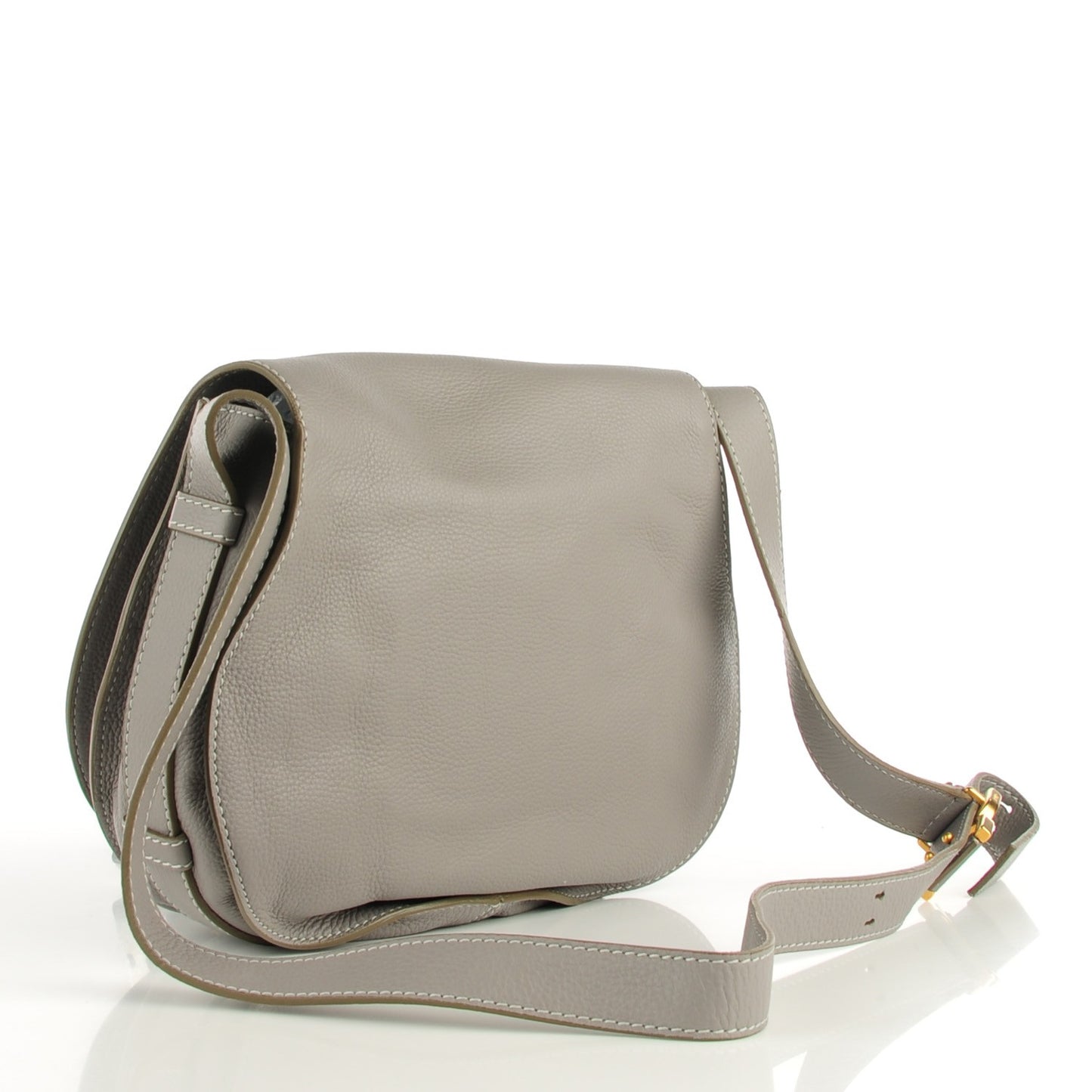 Calfskin Medium Marcie Round Crossbody Bag Cashmere Grey