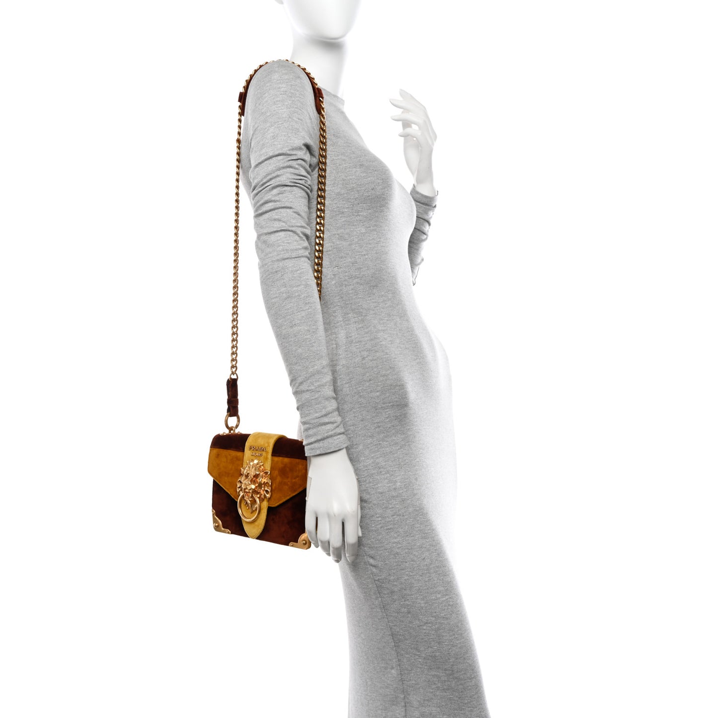 Velluto Lions Head Cahier Shoulder Bag Ambra