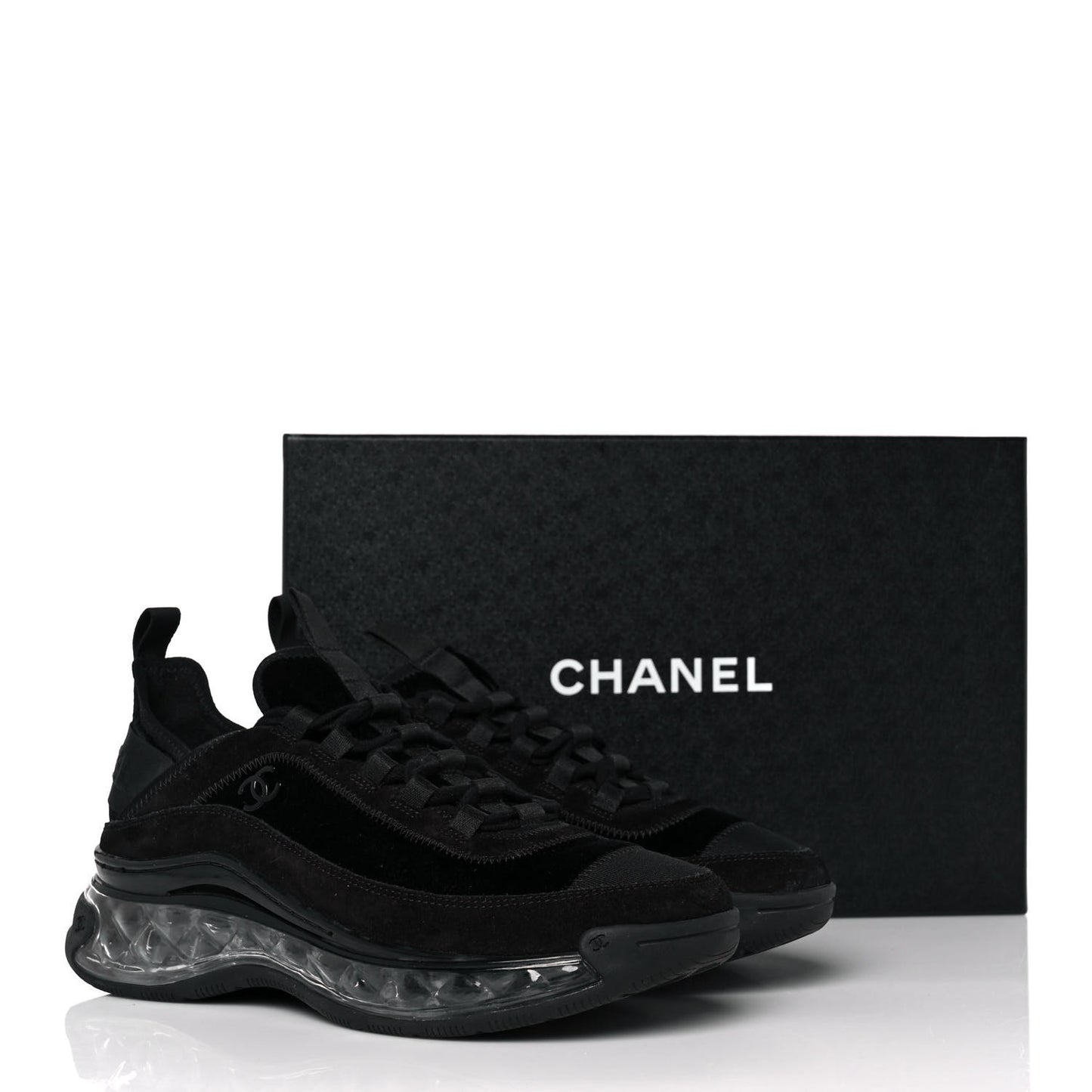 Suede Calfskin Velvet Grosgrain CC Sneakers 37.5 Black
