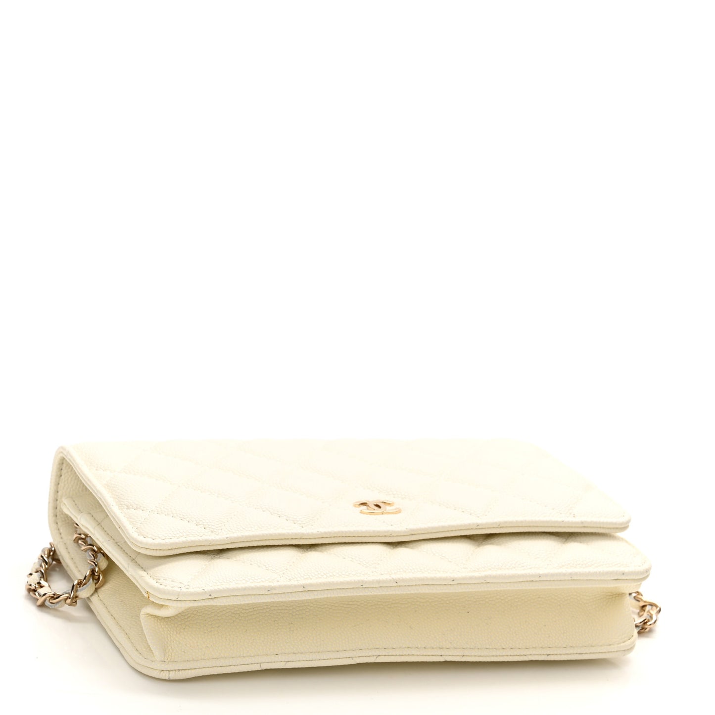 Caviar Quilted Wallet On Chain WOC White