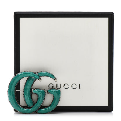 Gucci Sterling Silver Enamel GG Brooch Turquoise 3 of 3