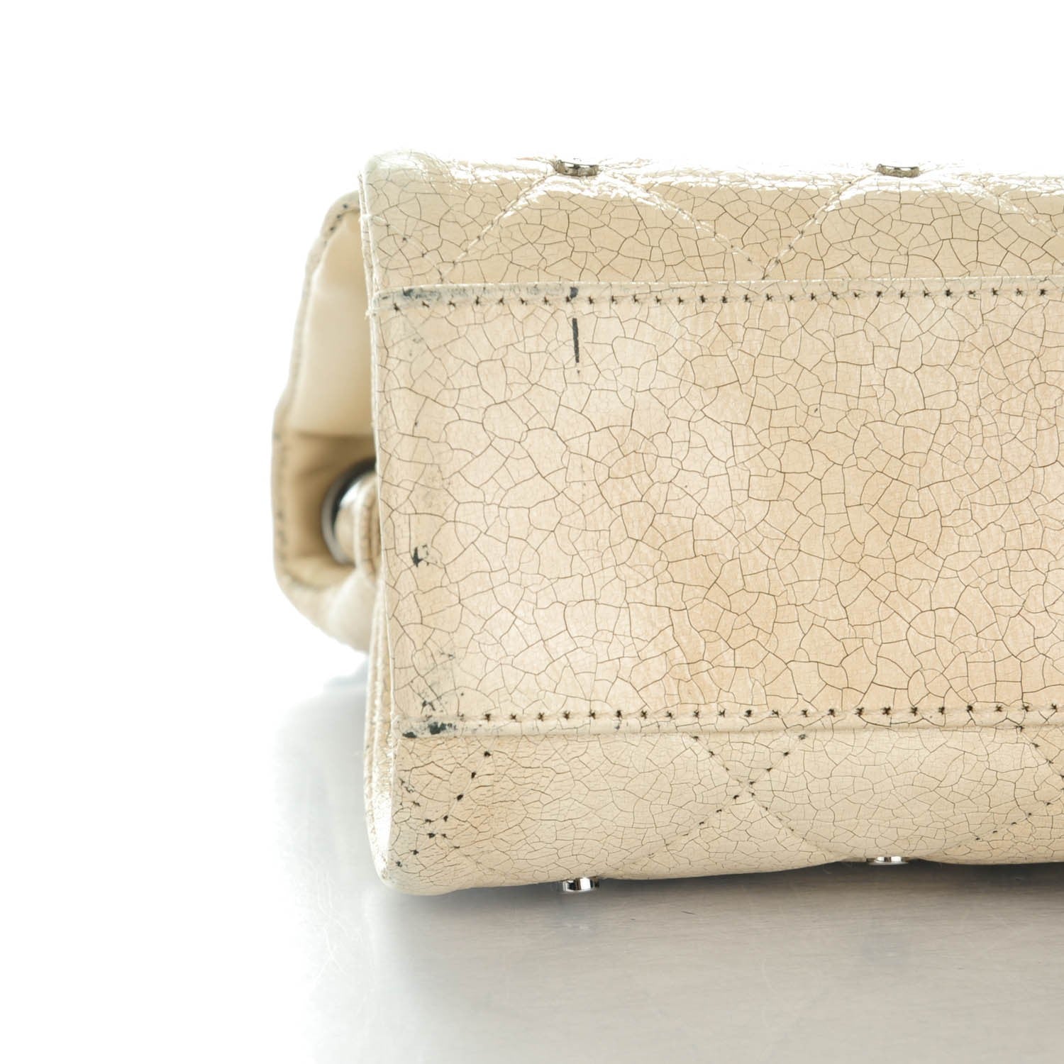 Chanel Glazed Crackled Calfskin Studded Mademoiselle Flap Beige 8 of 9