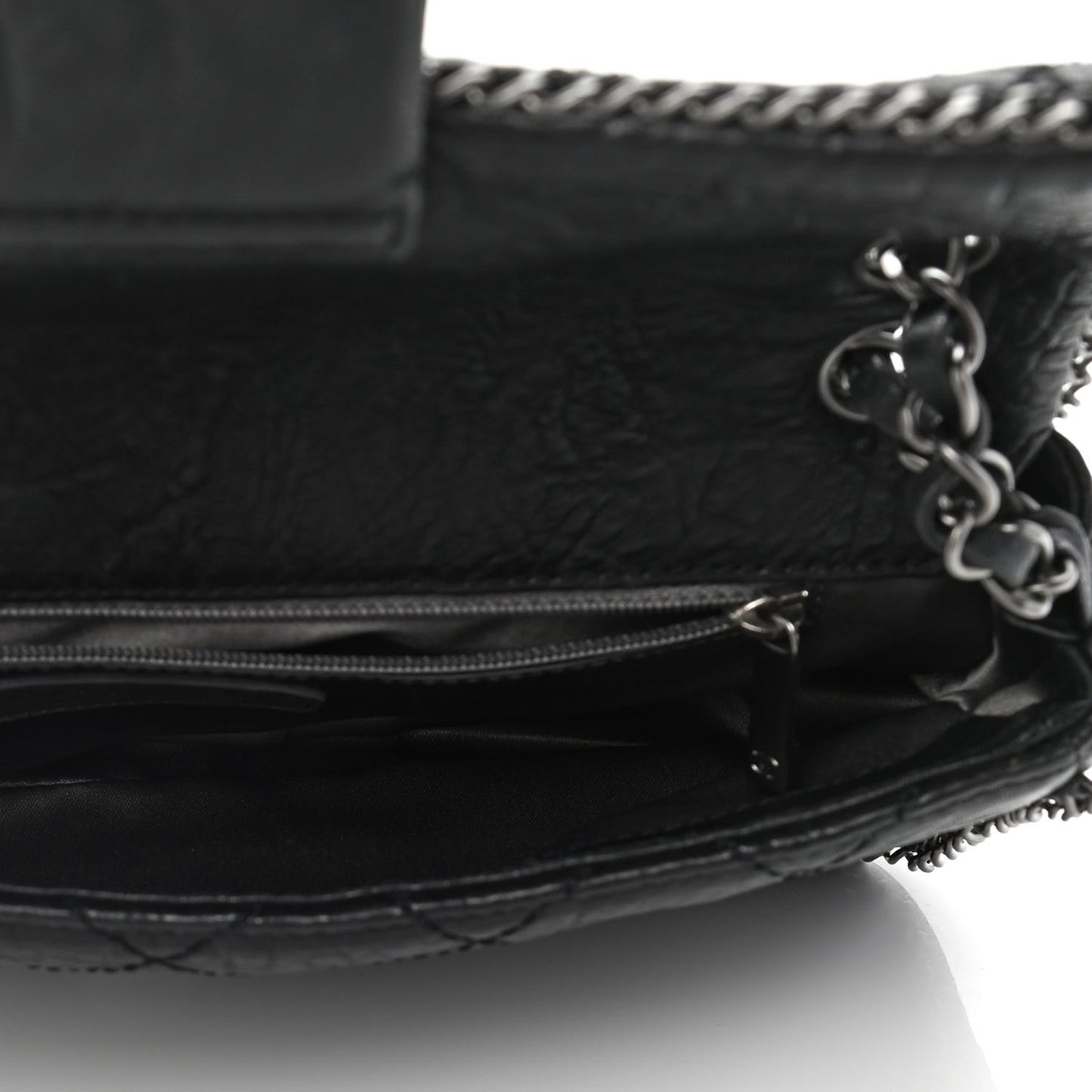 Distressed Lambskin Medium Leo Lion Flap Black