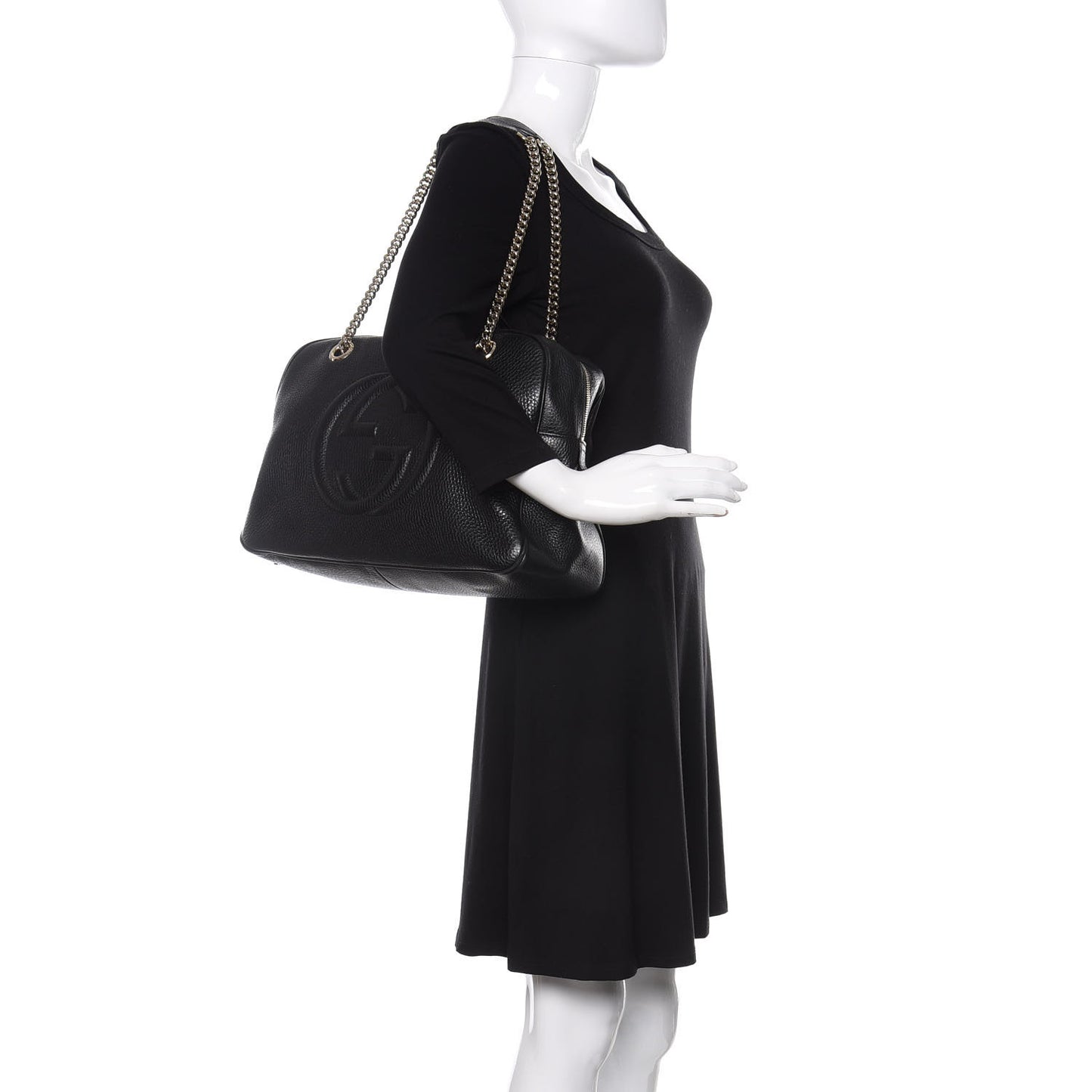 Pebbled Calfskin Medium Soho Bowler Black