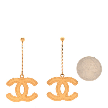 Chanel CC Drop Earrings Matte Gold 2 of 5
