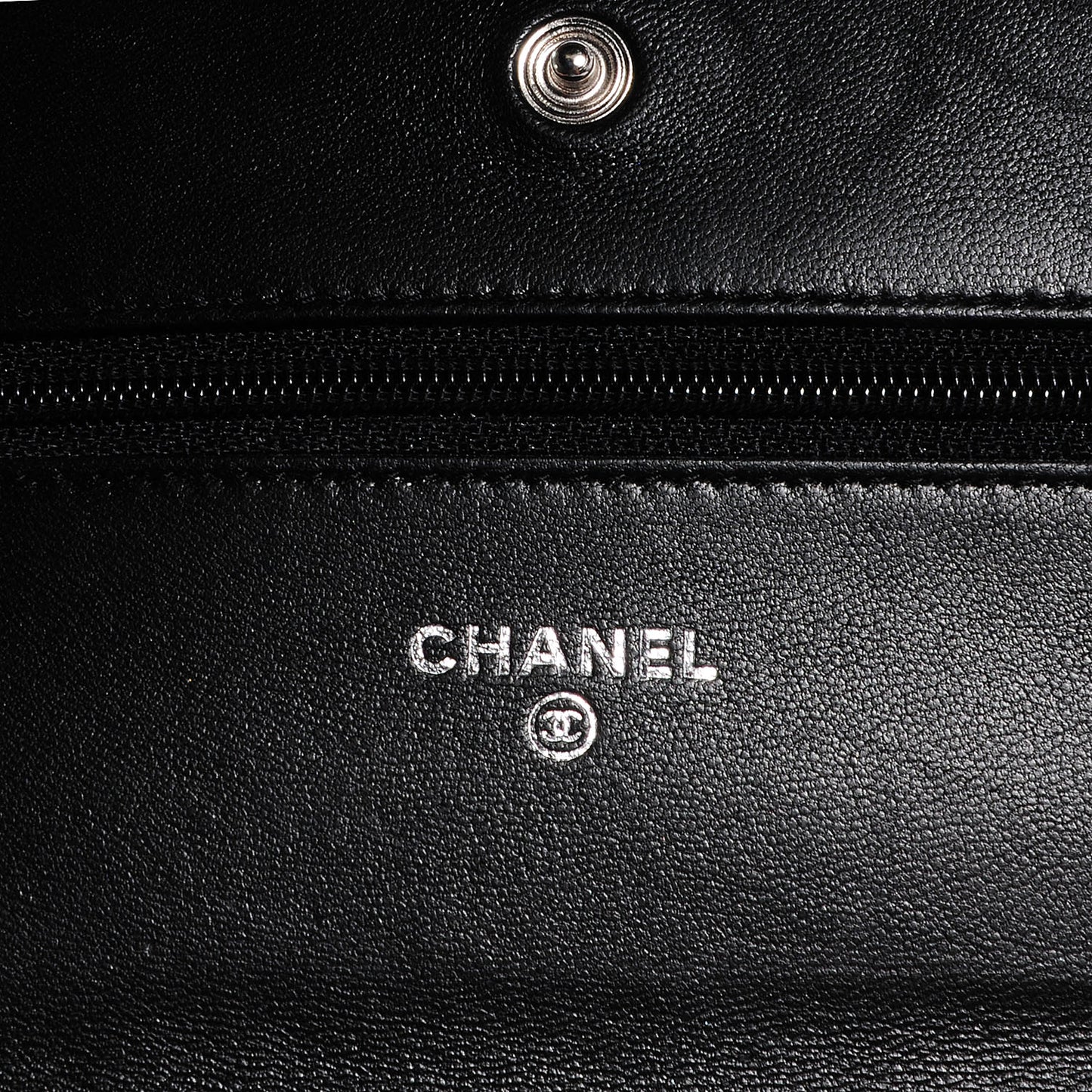 Lambskin Camellia Wallet on Chain WOC Black