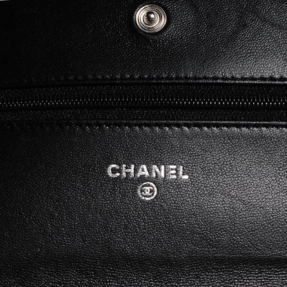 Chanel Lambskin Camellia Wallet on Chain WOC Black 6 of 9