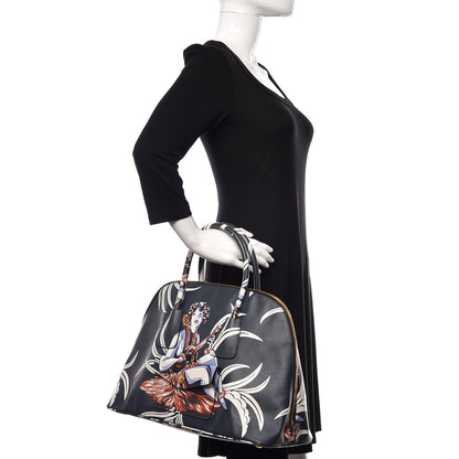 Prada Saffiano Print Hawaiian Girl Front Pocket Tote Smeraldo 2 of 10