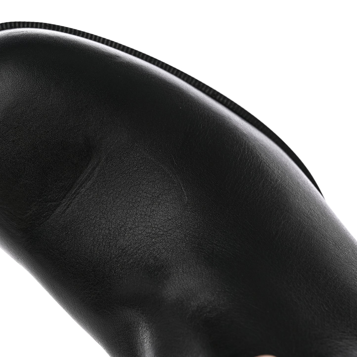 Calfskin CC Logo Mid Calf Boots Light Grey Black