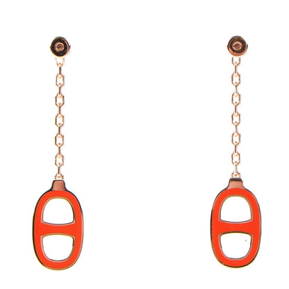 Hermes Lacquered Iliade Drop Earrings Juicy Orange 1 of 7