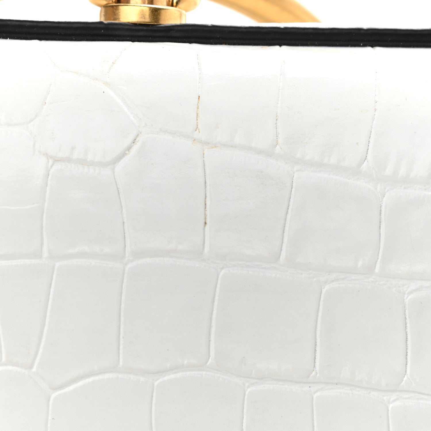 Chloe Calfskin Crocodile Embossed Small Nile Bracelet Minaudiere Bag White 11 of 14