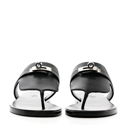 Hermes Calfskin Womens Elixir Sandals 36 Black 2 of 13