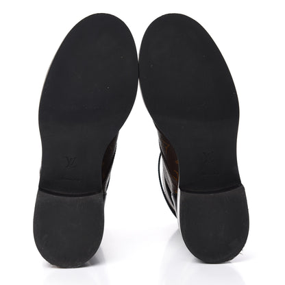 Louis Vuitton Monogram Calfskin Wonderland Flat Ranger Boots 38 Black 6 of 10