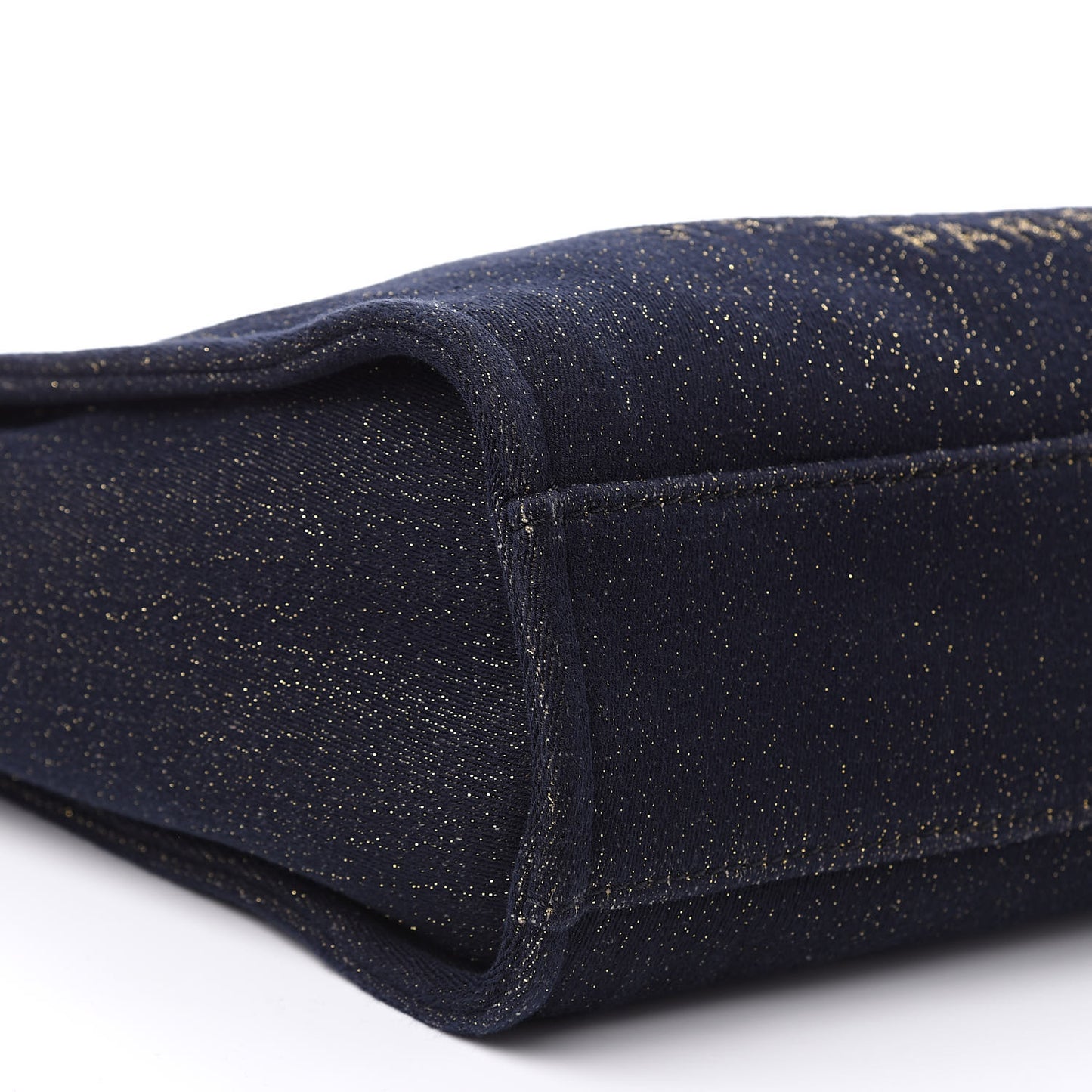 Lurex Canvas Small Deauville Tote Navy Blue Gold