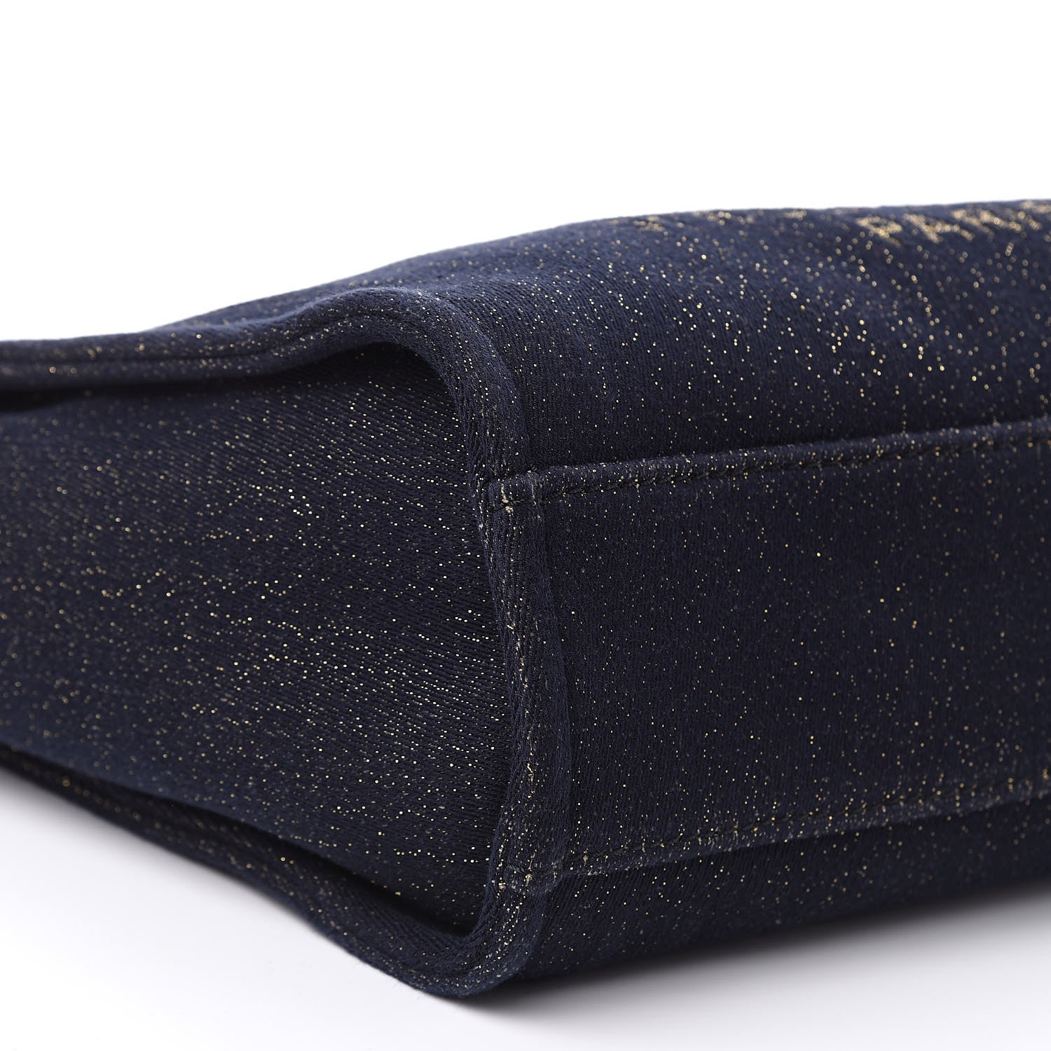 Chanel Lurex Canvas Small Deauville Tote Navy Blue Gold 8 of 9