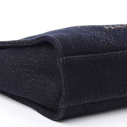 Chanel Lurex Canvas Small Deauville Tote Navy Blue Gold 8 of 9