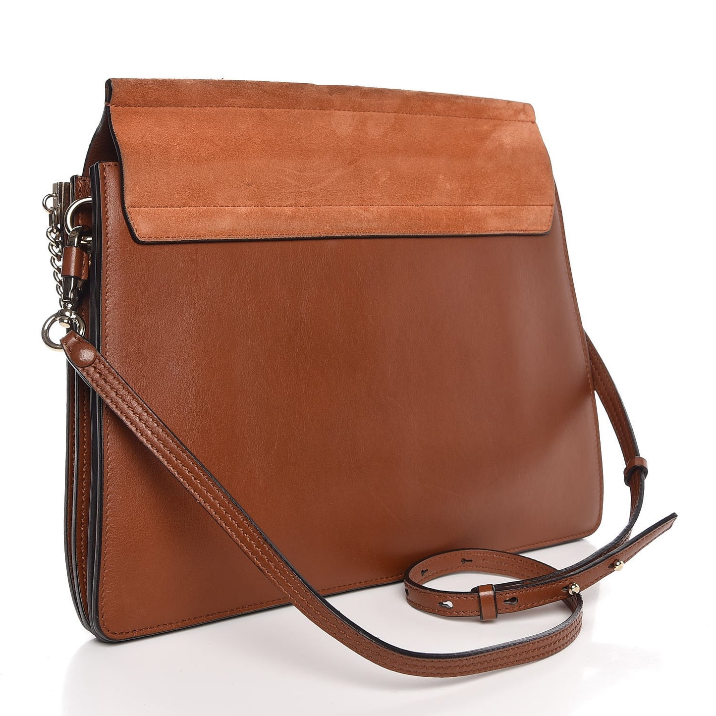 Suede Calfskin Medium Faye Shoulder Bag Tobacco