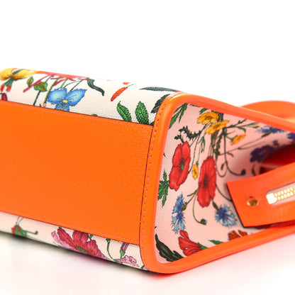 Gucci Canvas Medium Flora Tote White Multicolor Orange Fluo 9 of 9