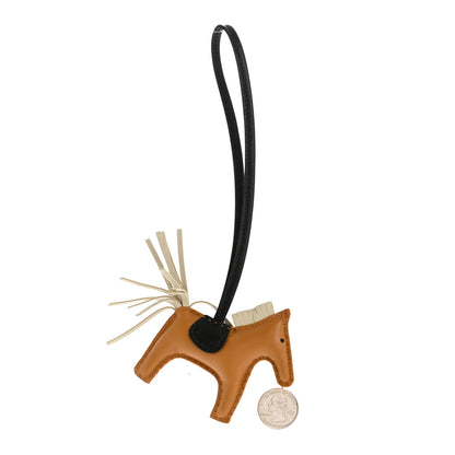 Hermes Milo Lambskin Grigri Rodeo Bag Charm PM Sesame Craie Black 2 of 5