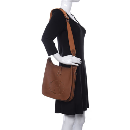 Hermes Taurillon Clemence Evelyne III PM Gold 2 of 10