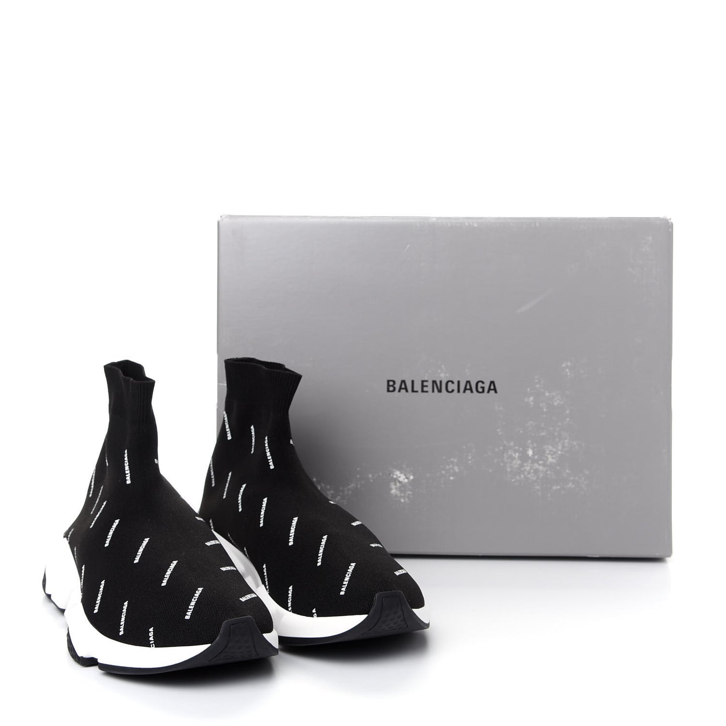 Neoprene Knit Allover Logo Bi-Color Sole Mens Speed Sneakers 43 Black White