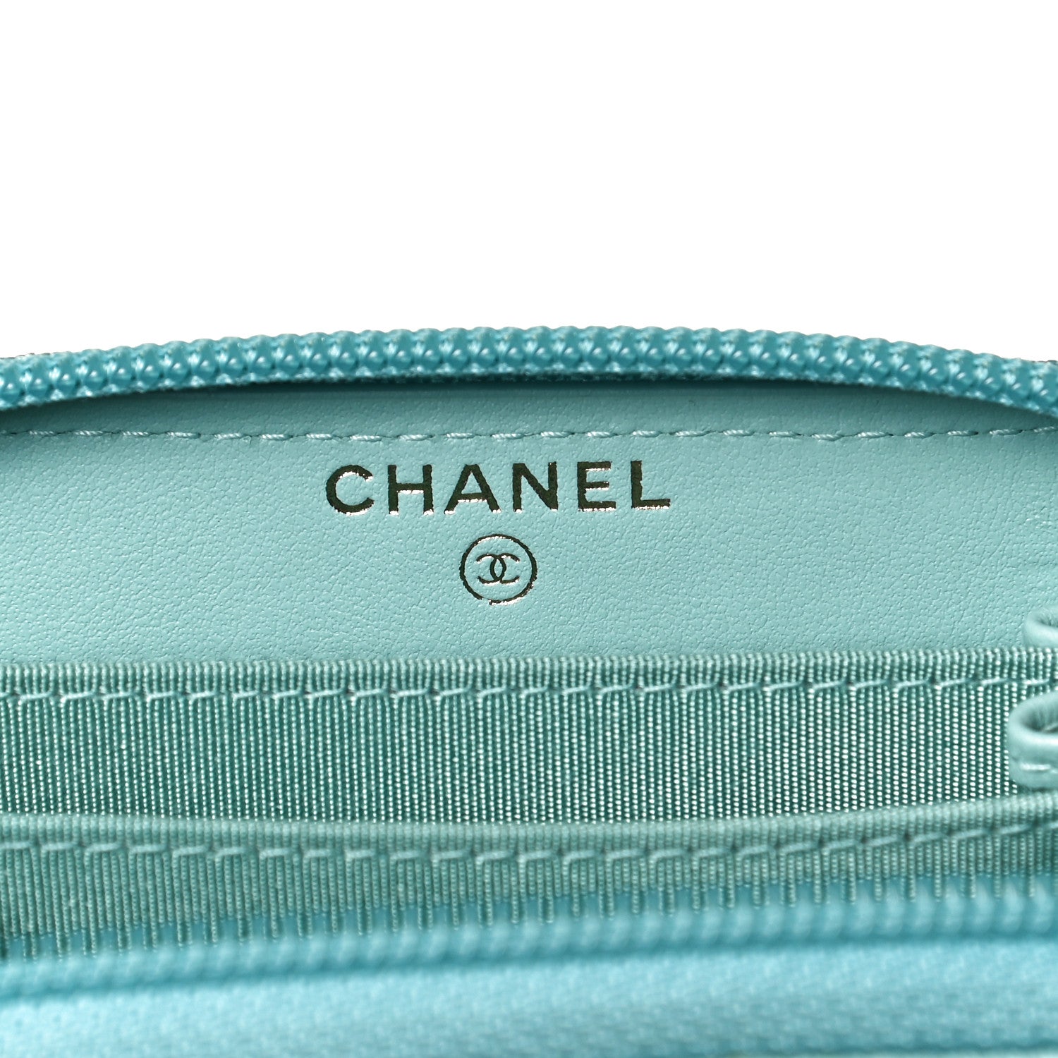 Chanel Caviar Quilted Boy Zip Around Coin Purse Wallet Turquoise 6 of 10