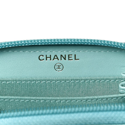 Chanel Caviar Quilted Boy Zip Around Coin Purse Wallet Turquoise 6 of 10