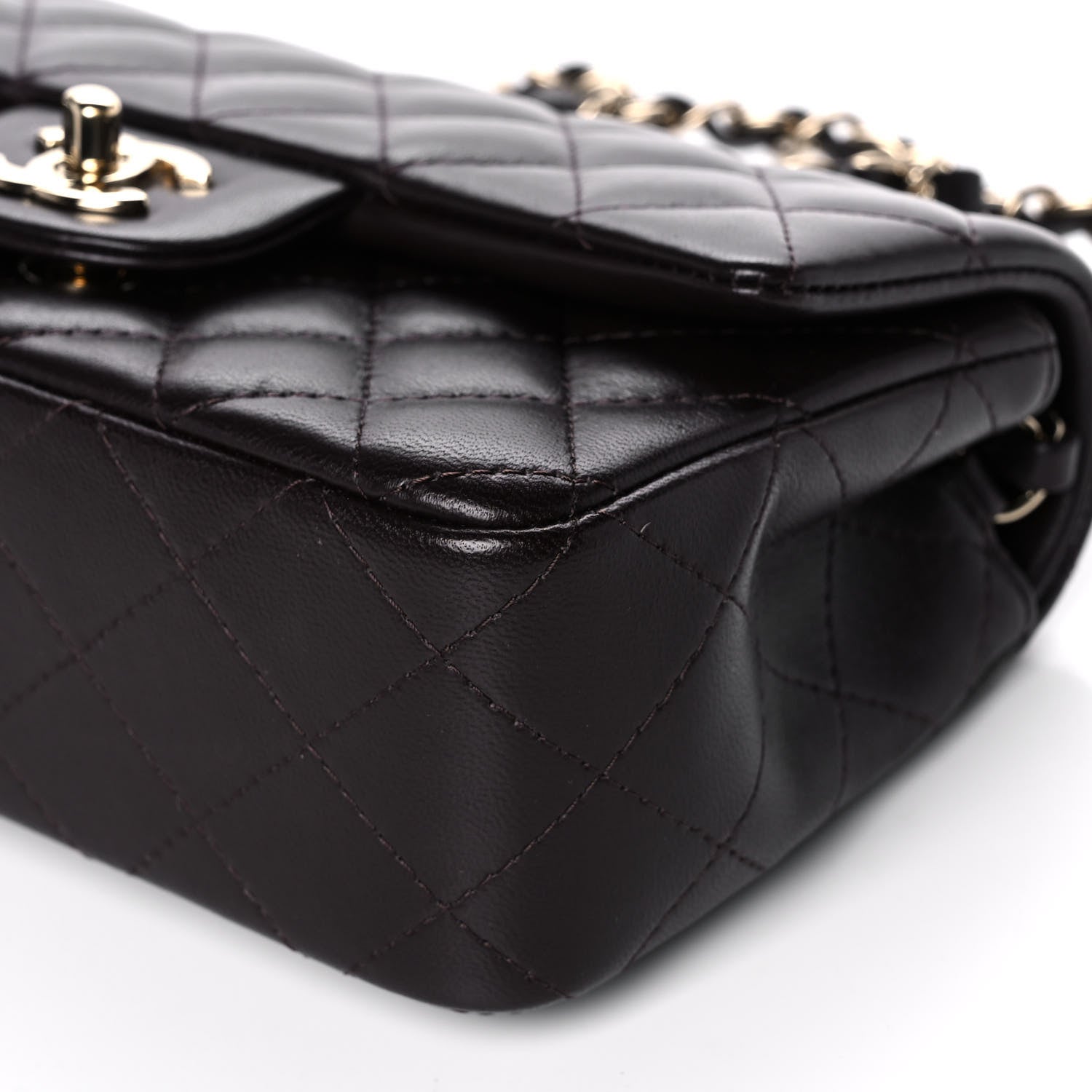 Chanel Lambskin Quilted Mini Rectangular Flap Dark Brown 10 of 13