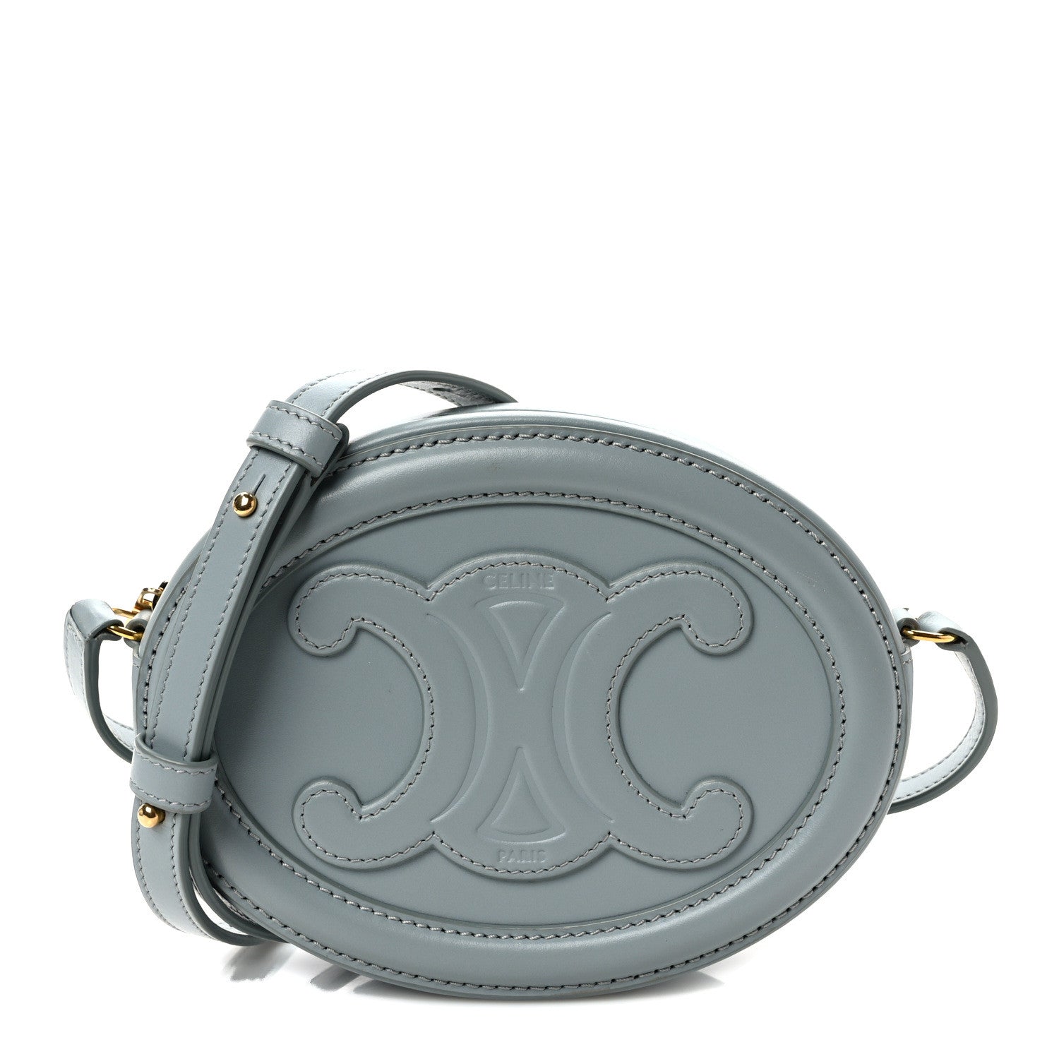 Celine Smooth Calfskin Cuir Small Triomphe Oval Crossbody Purse Ice Blue 1 of 8