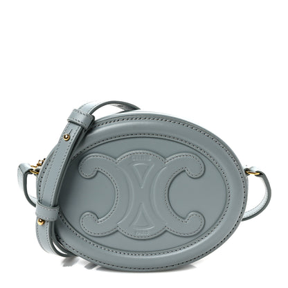 Celine Smooth Calfskin Cuir Small Triomphe Oval Crossbody Purse Ice Blue 1 of 8