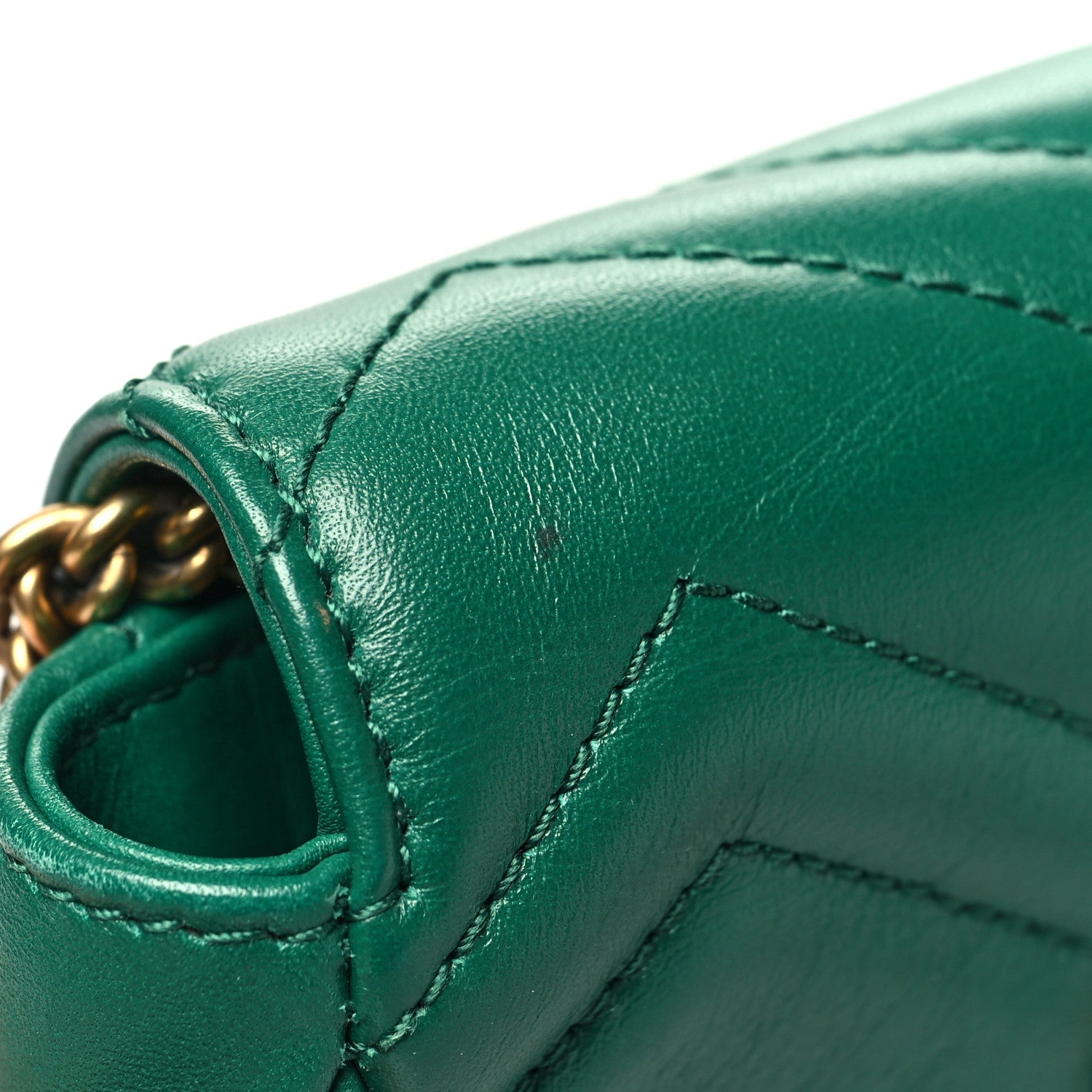 Gucci Calfskin Matelasse Super Mini GG Marmont Shoulder Bag Emerald Green 11 of 12