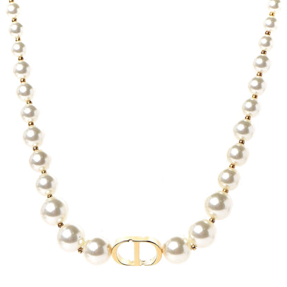 Christian Dior Metal Resin Bead 30 Montaigne Choker Necklace White Gold 1 of 4
