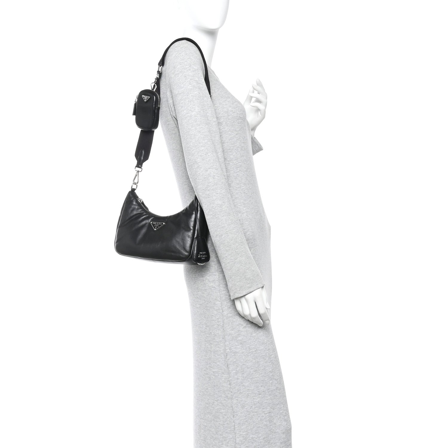 Prada Nappa Soft Padded Re-Edition 2005 Shoulder Bag Black 2 of 9