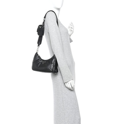 Prada Nappa Soft Padded Re-Edition 2005 Shoulder Bag Black 2 of 9