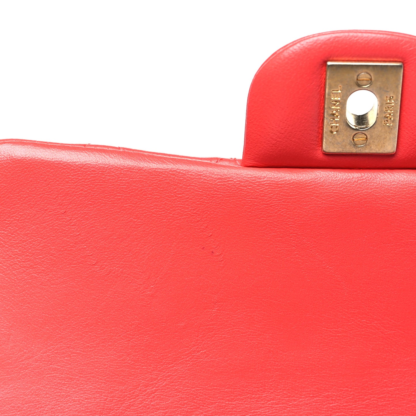 Lambskin Quilted Mini Rectangular Flap Red
