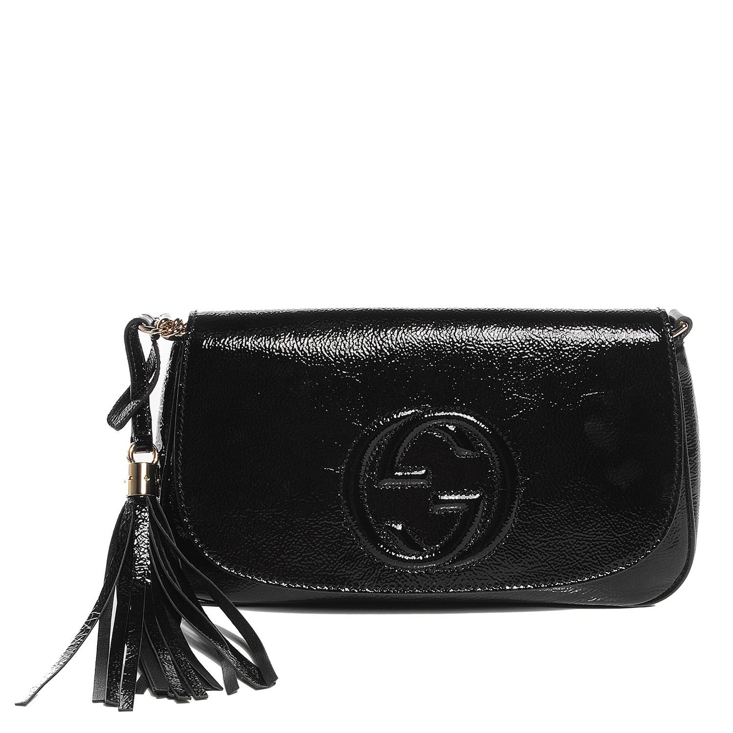 Patent Medium Soho Flap Crossbody Black