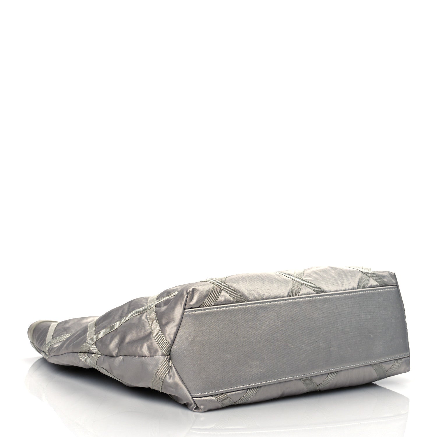 Chanel Nylon Grosgrain Quilted Lifestyle Shopping Bag Grey 4 of 10