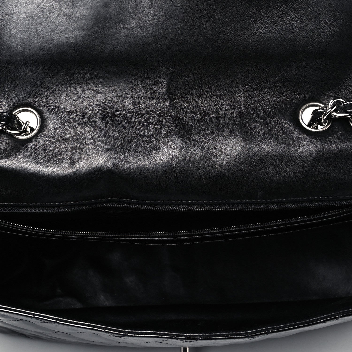 Chanel Crinkled Patent Quilted Jumbo Single Flap Black 5 of 9