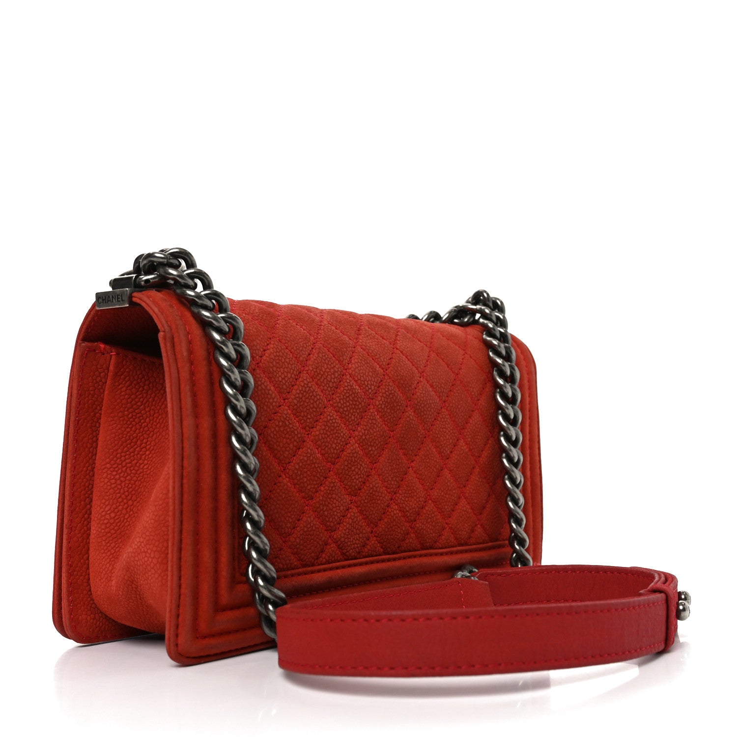 Chanel Suede Caviar Quilted Medium Boy Flap Red 5 of 19