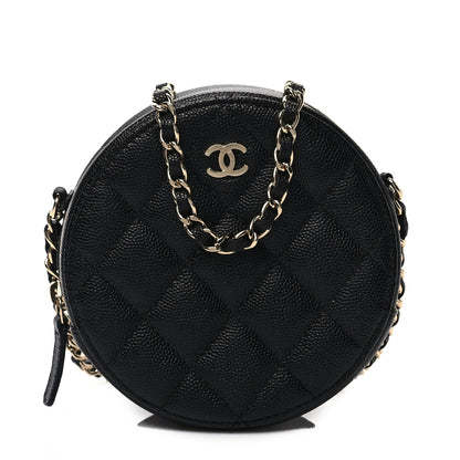 Chanel Caviar Quilted Round Clutch With Chain Black 1 of 7