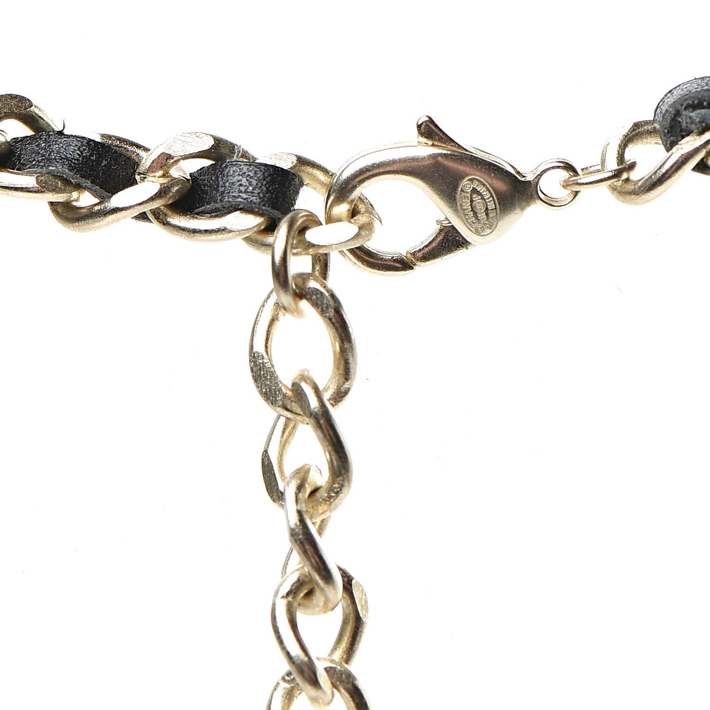 Metal Lambskin Lock Double Necklace Black