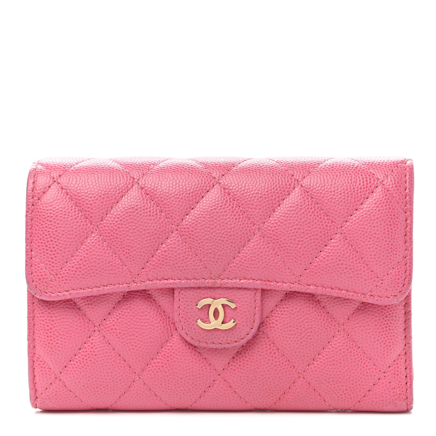 Caviar Quilted Medium Flap Wallet Pink