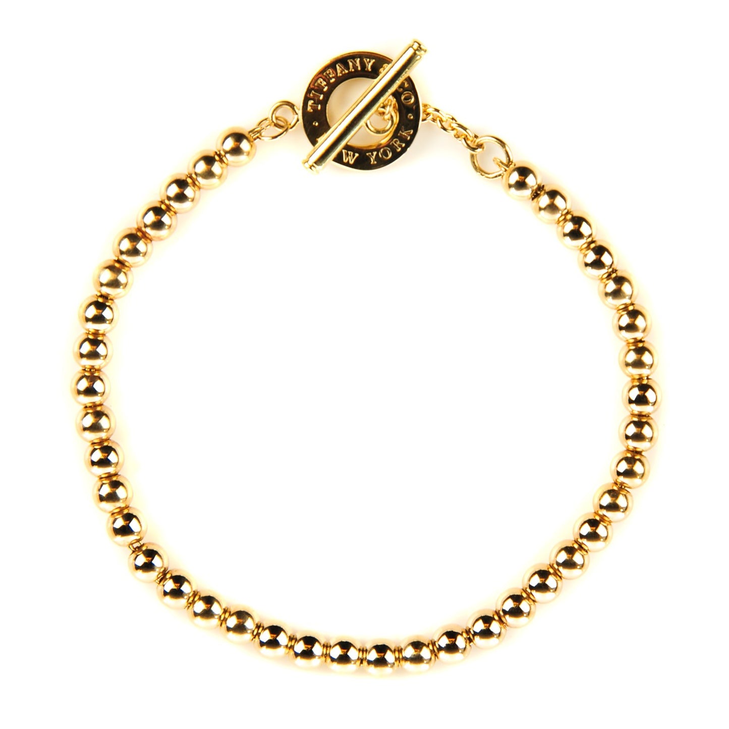 18K Yellow Gold 4mm Beads Toggle Bracelet