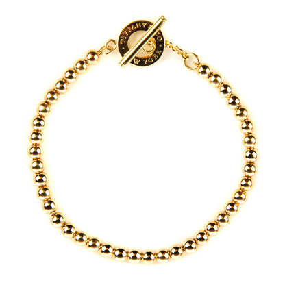 Tiffany 18K Yellow Gold 4mm Beads Toggle Bracelet 1 of 6