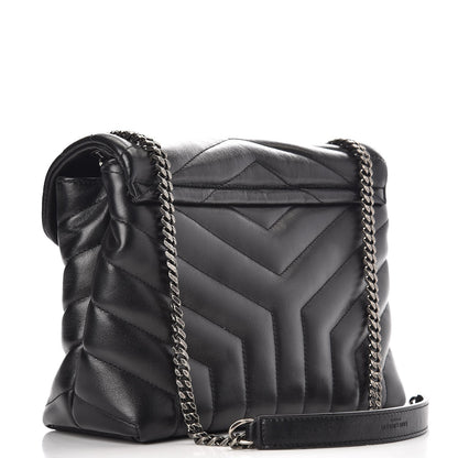Saint Laurent Calfskin Y Quilted Monogram Small Charm Loulou Chain Satchel Black 3 of 9